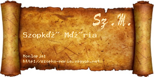 Szopkó Mária névjegykártya