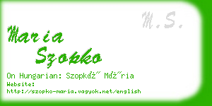 maria szopko business card